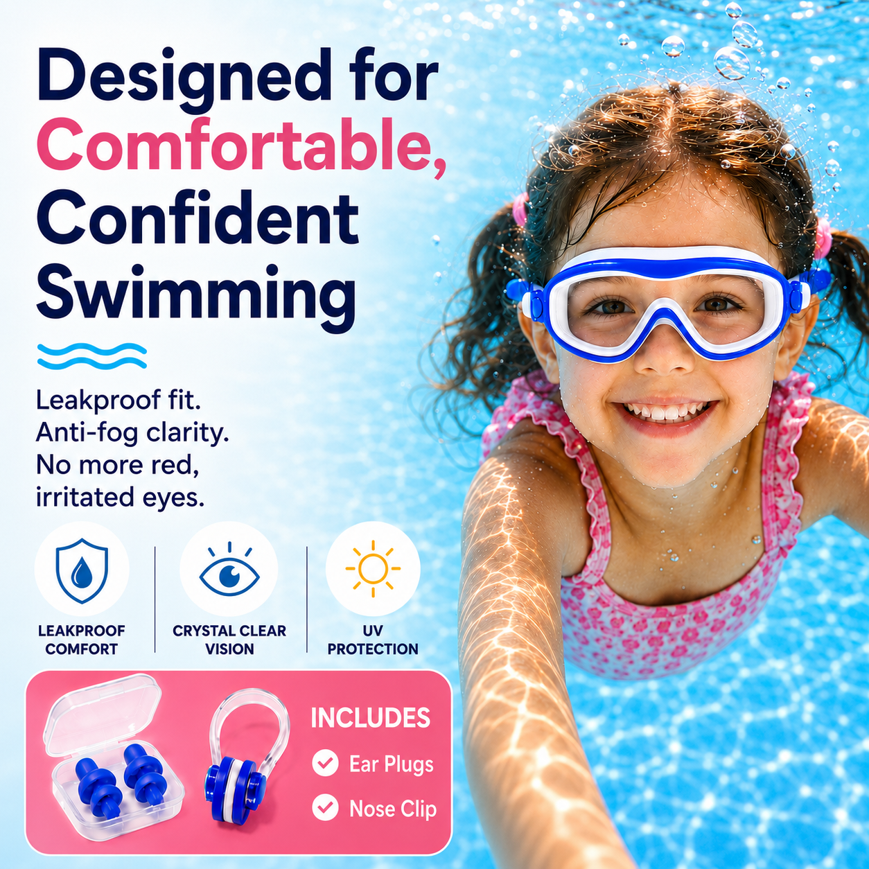 Kids swimming outdoors in AquaPeek goggles