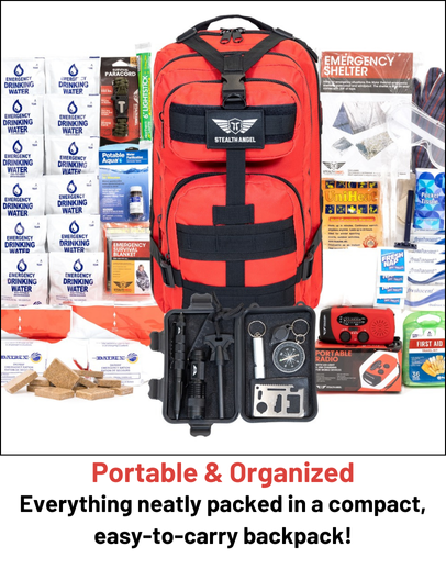 Red 72-Hour Emergency Survival Backpack